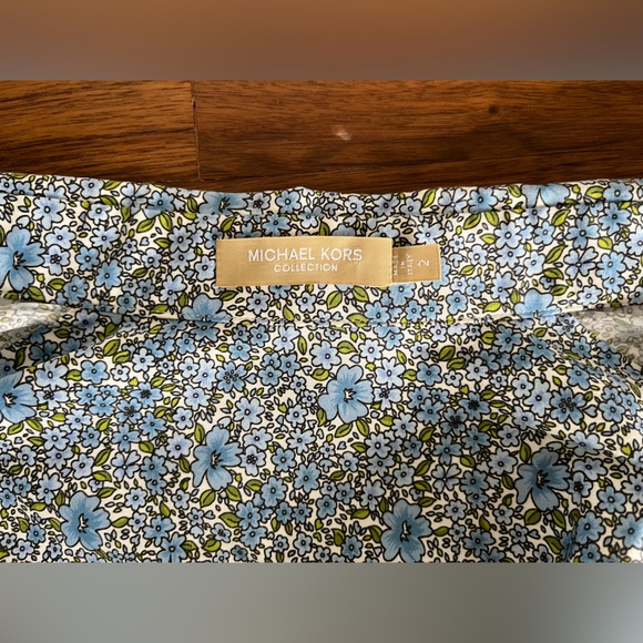 Michael Kors Collection French cuff blue floral print buttoned shirt US2 - Picture 3 of 10